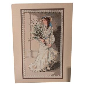 Vintage Cross Stitch Dimensions Gold Portraits of Elegance Framed Wall Art Mat